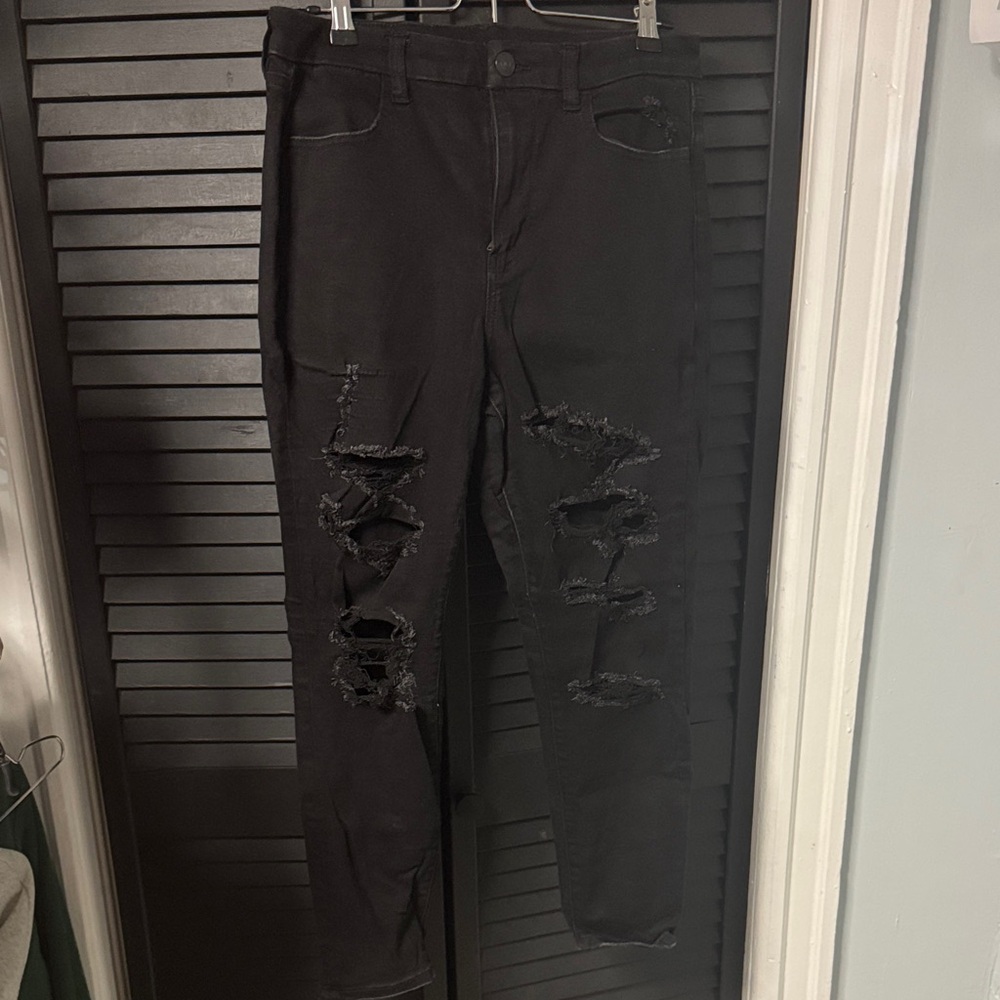 American Eagle Outfitters Black Distressed Jeggings